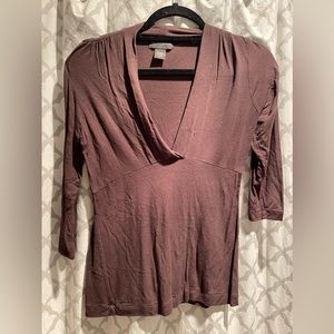 Banana Republic 3/4 sleeve vneck brown sz sm